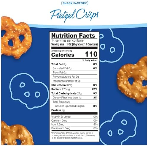 Snack Factory Original Pretzel Crisps, Non-GMO, 14 oz Party Size Bag