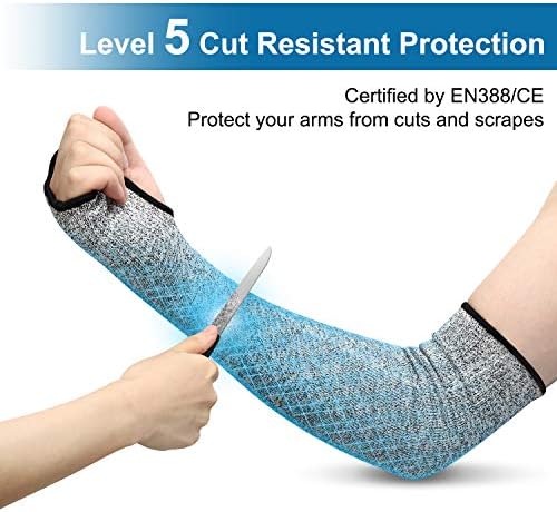 Geyoga 2 Pairs Arm Protection Sleeves Level 5 Cut Resistant, Forearm Protectors for Thin Skin and Bruising Men Women