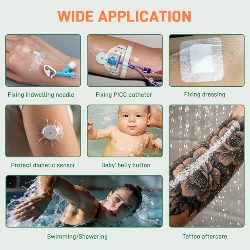 Transparent Film Dressing 6'' x 8'', 20 Packs Clear Waterproof Bandages for Wounds, Large Adhesive Patches Breathable Wound Cover for Post Surgical Shower Swimming Tattoo Aftercare IV Shield