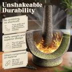 ChefSofi Mortar and Pestle Set - 6 Inch - 2 Cup Capacity - Unpolished Heavy Granite for Enhanced Performance and Organic Appearance - Included: Anti-Scratch Protector