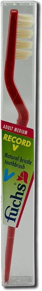 Fuchs Adult Medium Record V Natural Bristle Toothbrush - 10 per case.