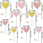 Rsstarxi 30 Pack Heart Cupcake Toppers Glitter Baby Shower Cupcake Picks Decorations for Bridal Shower Wedding Engagement Kids Birthday Valentine's Day Party Cake Decorations Pink Gold Rose Gold
