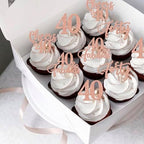 Rsstarxi 24 Pack 40th Birthday Cupcake Toppers Glitter 40 Fabulous Forty Cupcake Picks Cheers to 40 Years Old Cake Decorations for 40th Wedding Anniversary Party Decorations Rose Gold