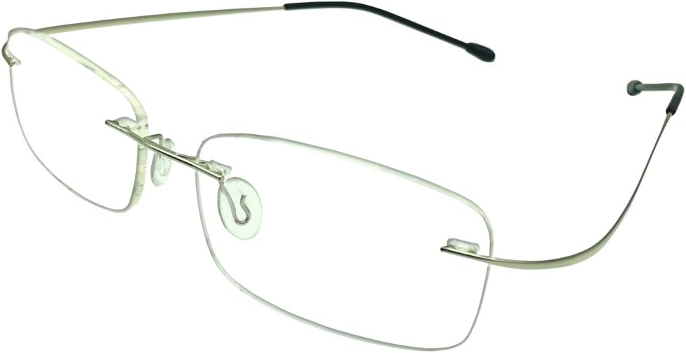 Stylish Rimless Frame Reading Glasses Black Silver Color