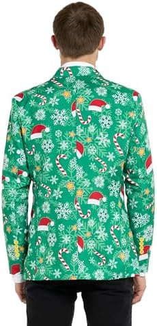 Offstream Men's Christmas Blazer - Ugly X-Mas Holiday Print Outfit - Only Suit Jacket