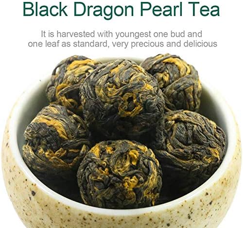 FullChea - Black Dragon Pearl Tea - Special Yunnan Black Tea - Loose Leaf Tea - Medium Caffeine - Mild Flavor Mellow Tastes - 4oz / 113g