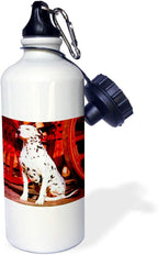 3dRose Dalmatian Sports Water Bottle, 21 oz, White