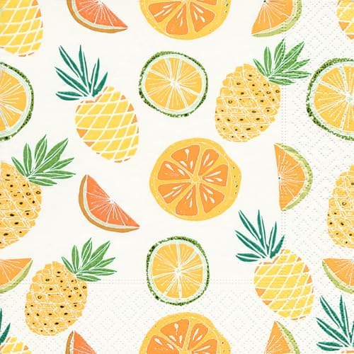 IHR Ideal Home Range Party Napkins Disposable 3-Ply Paper Lunch Napkin Pack, 6.5" x 6.5", Tropical Medley, 20-Count