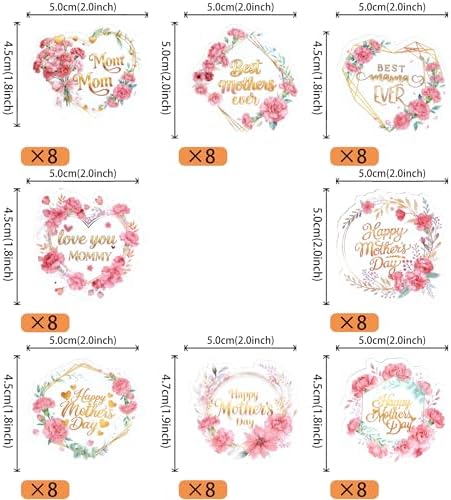 64 PCS Edible Happy Mother's Day Cupcake Toppers Wafer Paper Rose Flowers Love Mom Cake Decorations Edible Best Mother Cupcake Picks for Happy Mother's Day Women Birthday Party Decorations Supplies