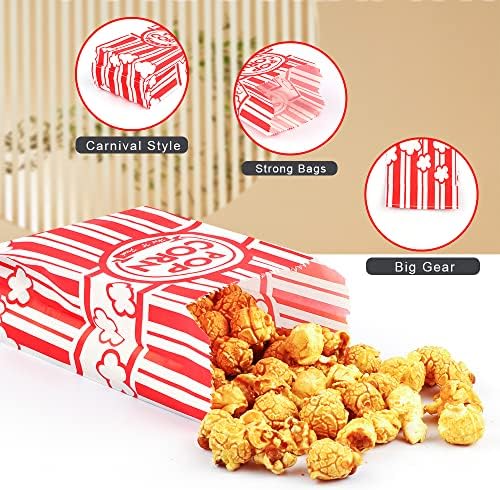 500 Pcs 1 OZ Popcorn Bags Red and white Bulk Popcorn Bags for individual servings Small Paper Bag for Movie, Theater, Carnival Party, Decorations