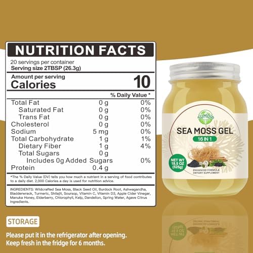 Sea Moss Gel - 18.5 oz Irish Seamoss Gel with Black Seed Oil and Ashwagandha, 16 in 1 Vegan Superfood Rich in Vitamins & Minerals, Raw Wildcrafted Seamoss for Immune & Digestion Support, Original