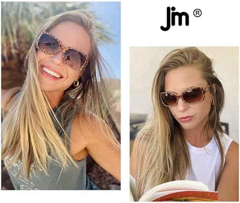 JM 2 Pack Classic Bifocal Reading Glasses Square Stylish Gradient Sunglasses Readers for Women +1.5