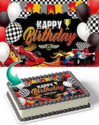 CAKECERY Formula 1 Cars Racing Kids Edible Cake Image Topper Birthday Cake Banner 1/4 Sheet