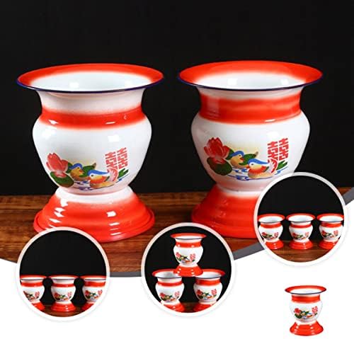 NOLITOY 1pc Spittoon Spit Bottle Vintage Shaped for Toilet Seat Chamber Pots Traditional Antique Adult Urinal Pail Pot Urinal Basin Travel Toilet Urinal Container Portable Potty Red Enamel