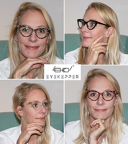 Eyekepper 4 Pack Small Reading Glasses for Women Cat-eye Style Ladies Readers +1.75