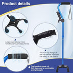 Stand Assist Aid for Elderly - 4-Pronged Stability Cane with Adjustable Foldable Design & Rise Assistance Grip to Reduce Strain When Standing Up