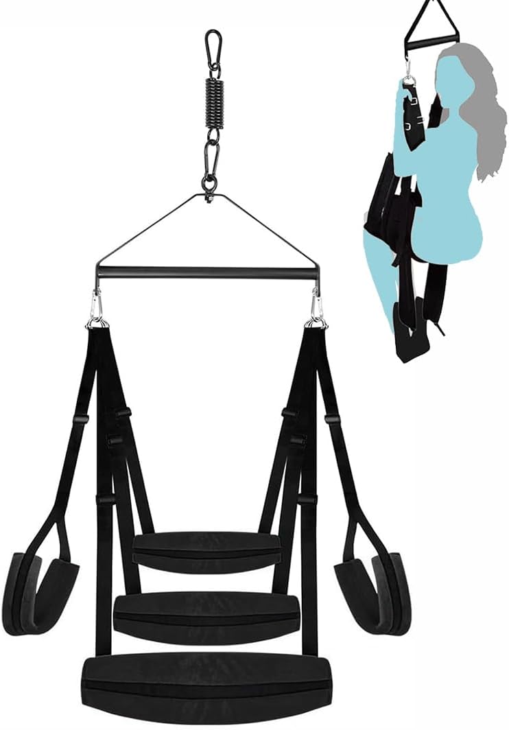 Sex Swing Ceiling Adult BDSM Bondage 360 Spinning Indoor Bedroom Swing Sex Toys for Women Adults Couples with Steel Triangle Frame Heavy Duty Holds Up to 800LBS Sweatshirt