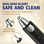 Bekhic® Ear and Nose Hair Trimmer Clipper - 2025 Professional Painless Eyebrow & Facial Hair Trimmer for Men Women, Battery Operated Facial & Eyebrow Hair Remover, Dual-Edge Blades, Painless Grooming