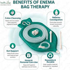 HealthAndYoga™ NaturoFlo Superior Enema Bag Kit with Silicone Tubing Hose and Fittings - 2 Quart Fountain Open top Kit for Fleet Enema and Anal Douche - Green