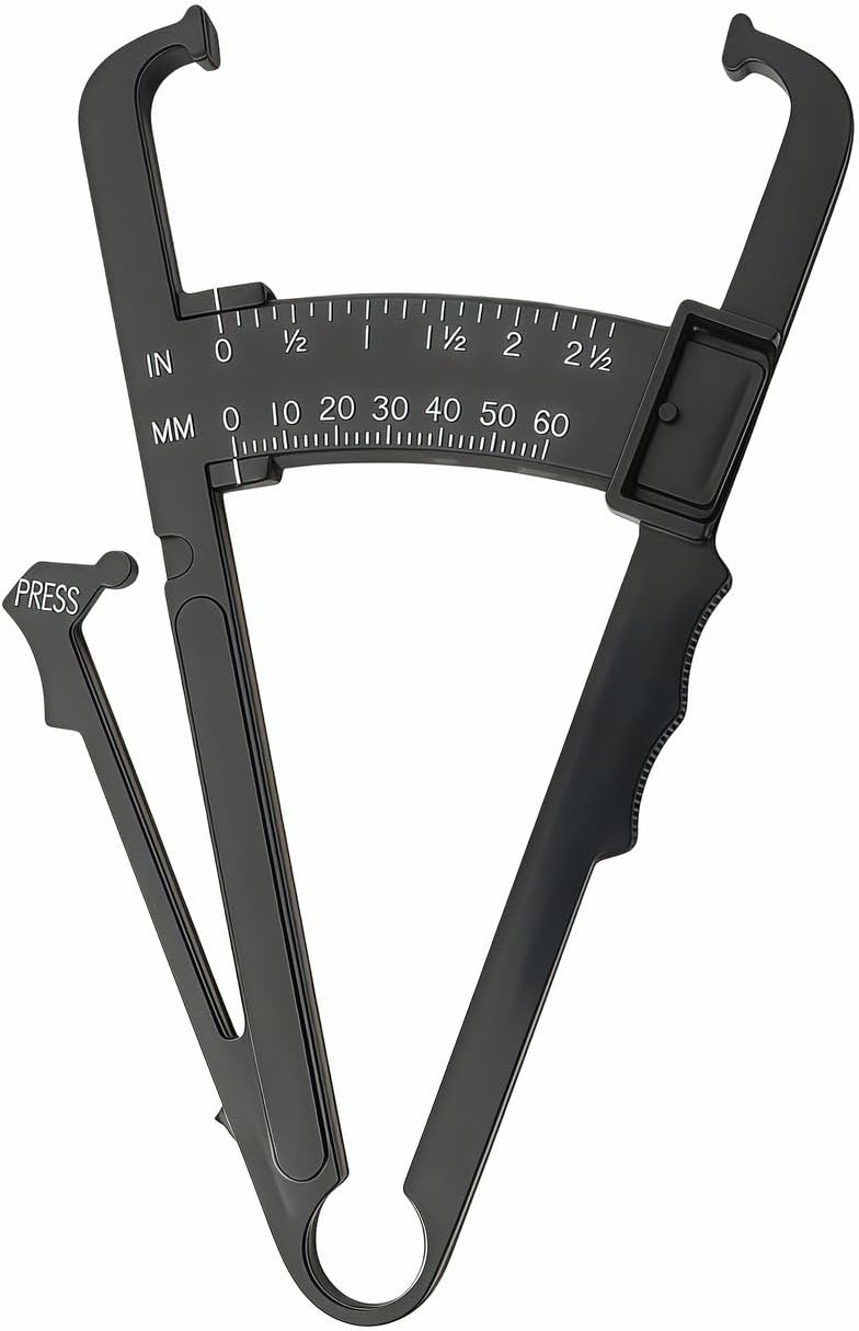 Professional High-Accuracy Body Fat Caliper with Dual Metric/Imperial Scale, Dual Scale Skinfold Measure for Men & Women - Easy, Portable Fat Percentage Tester, Home/Gym Use (Black)