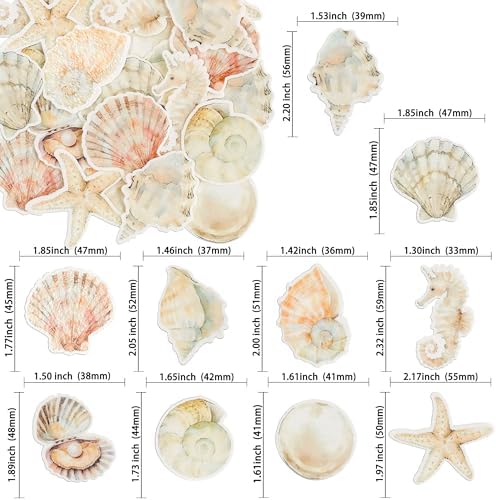 Gyufise 60Pcs Edible Sea Shell Cupcake Toppers Starfish Conch Seahorse SeaShell Cupcake Picks Edible Beach Party Decorations for Under the Sea Baby Shower Wedding Birthday Party Cake Decors Supplies