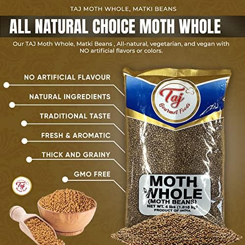 TAJ Moth Beans Whole 4-Pounds | Matki Beans
