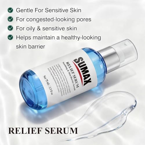 SUMAX Relief Serum - Face Serum with Centella + Hyaluronic Acid, for Sensitive & Blemish-Prone Skin, Soothes the Look of Redness, Supports Skin Barrier, Lightweight Non-Sticky, 2.5 fl oz (75 mL)