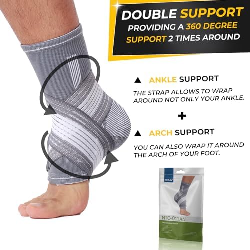 NeoTech Care Adjustable Ankle Support Brace (Gray, Size L, 1 Pair)