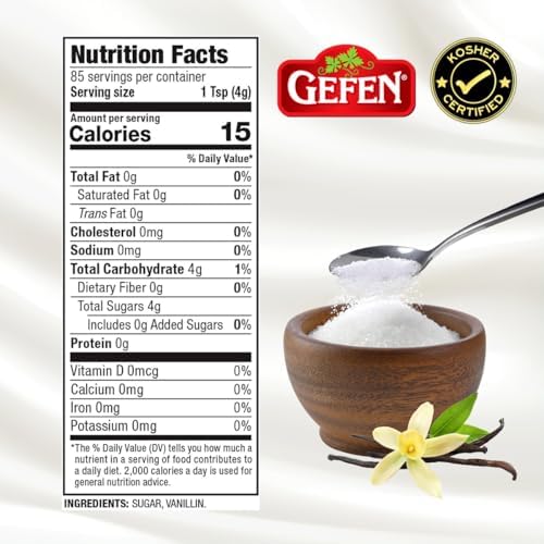 Gefen Vanilla Sugar, 12oz, (2 Pack), Resealable Container, Measuring Scoop Included