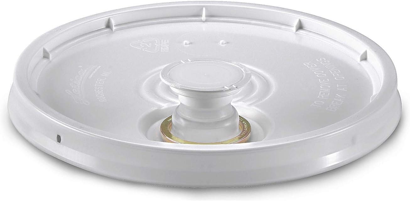 3.5, 5, 6, 7 Gallon White Plastic Snap-on Pail Lid w/ Pour Spout ~ (1 Lid) ~ HDPE (High Density Polyethylene) Utility Bucket Top for Pouring Contents