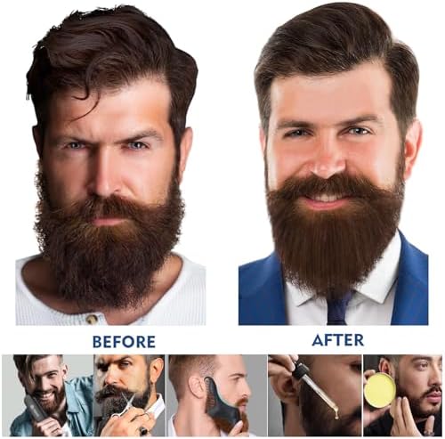Beard Straightener Kit for Man- Heated Grooming Beard Brush, Beard Balm,Comb,Beard Growth Oil, Value Gift Set for Fathers Day,No-Scald,for Soft,Thick,Curly Beard,Prevent Damage