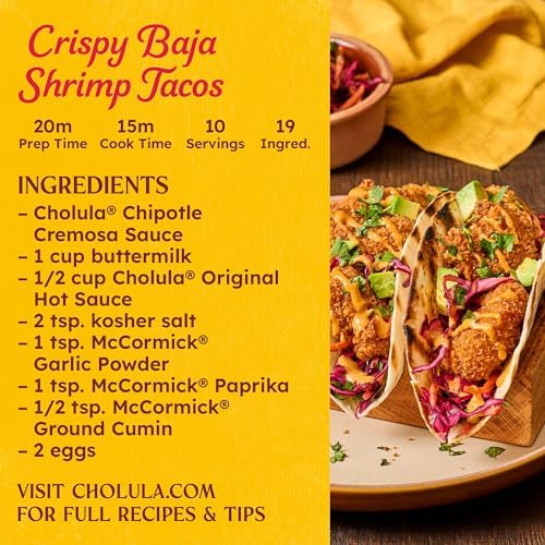 Cholula Cremosa Sauce, Chipotle, Medium Heat, Creamy, Smoky, Squeezable Topping For Elotes, Tacos, Soup, Tostadas, Nachos and More, 8 fl oz