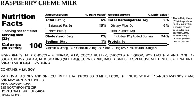 Mrs. Cavanaugh’s Raspberry Crème Milk Chocolate 1 lb Box – Soft Raspberry Fondant Centers Coated in Milk Chocolate – Fruit Cream Chocolates Gift, Dessert Candy, Holiday Treats
