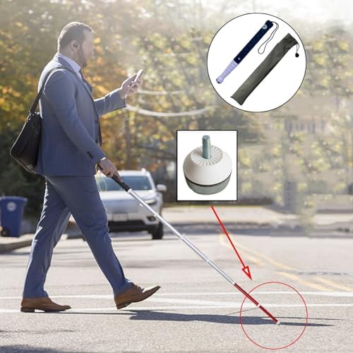 Telescopic Blind Cane - Reflective Folding Walking Stick for Vision Impaired and Blind People Optional Crutch tip (C, 138cm/54.3in)