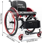 Sports Wheelchair for Adult, Lightweight Sports Folding Wheelchair,Self-propelled Manual Chair with Anti-Tipper, Transport Wheelchair,Aluminum,24” Rear Wheels(Seat Width 38cm/15in,A)