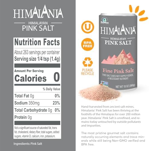 NATIERRA Himalayan Pink Salt, Fine Grain Salt Shaker Bottle, Unrefined & Non-GMO, 13 Ounce