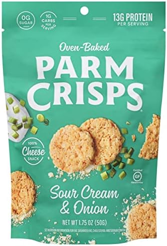 Parm Crisps Snacks, Oven-Baked Sour Cream & Onion Cheese Snack, 1.75 oz (Pack of 12)
