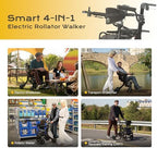 4 in 1 Rollator Walker Electric Wheelchair Combo,Electric Rollator Walker with Power Assist,Foldable Lightweight Transport Wheelchair,600W Magnesium Alloy Motor–Ideal for Elderly & Rehab