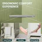 BWE Brushed Nickel Shower Foot Rest Bar, Stainless Steel Bar Corner Shower Foot Rest for Shaving Legs, Non-Slip Knurled Shower Step, Wall Mounted Bathroom Shower Shaving Foot Rest
