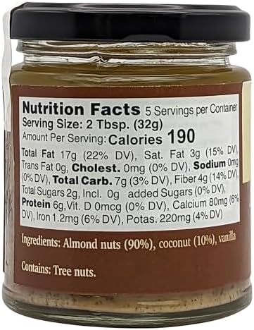 Nutural World Smooth Almond and Coconut spread 6 Oz (170g)