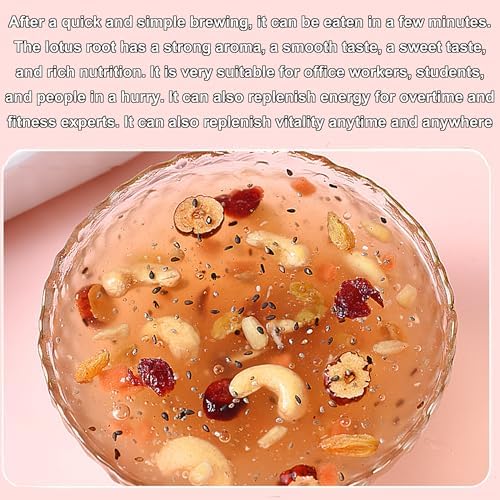 Lotus Root Powder Mix Chinese Soup,Chia Seeds And Nuts Brewing Lotus Root Starch,Sweet Snacks,low Calorie Healthy Instant Breakfast(17oz)