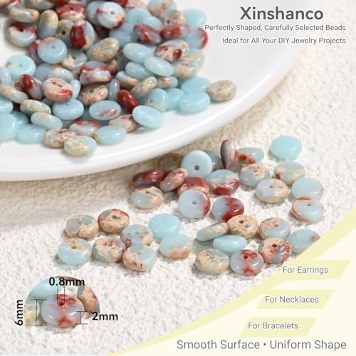 6x2mm Flat Beads Semi Precious Stone Beads Rondelle Beads, Natural Abacus Disk Stone Beads Loose Spacer Gemstone for DIY Bracelet Necklace Jewelry Making 15 in/Str Shoushan