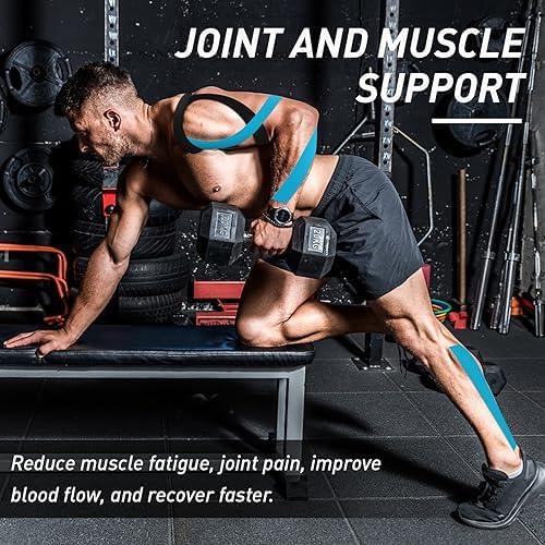 Kinesiology Tape 6 Rolls (5cm x 5m) - Elastic Therapeutic Sports Tape for Sports, Exercise, Pain Relief and Injured Muscle Support, Waterproof, Breathable & Latex Free (Mix)