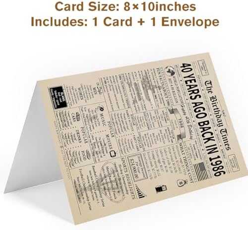 Happy 40th Birthday Card Gifts Decorations for Women Men Her Him Anyone | Funny Happy Unique 40 Year Old Gifts Ideas | Back In 1986