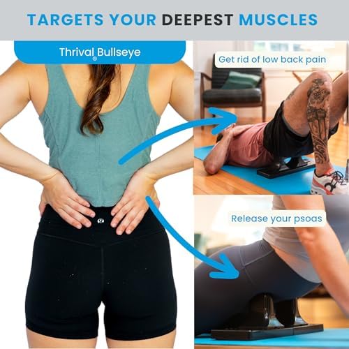 Thrival Bullseye - Psoas Muscle Release Tool with Thrival App for Hip Flexor, Back, Hamstring, Glute, Iliacus, and Neck Pain - Deep Tissue, Trigger Point, and Myofascial Release - Carbon Black