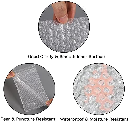 50Pcs Bubble Out Bags, Yision 4 x 6Inches Bubble Out Pouch Small Bag, Double Walled Bubble Cushioning Bags for Packing Dishes Moving, Shipping, and Packing Supplies for Glasses Plates