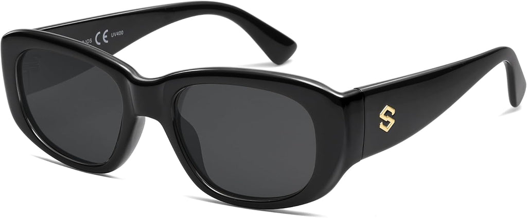 SOJOS Retro Large Rectangle Polarized Sunglasses Womens Mens Vintage Thick Chunky Frame 80s 90s Large Shades SJ2374