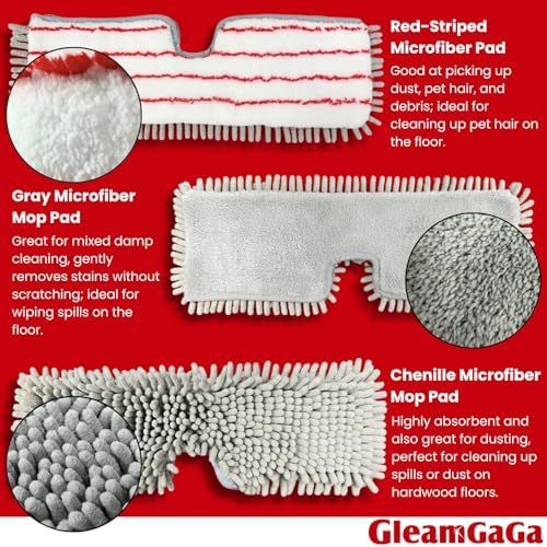 Microfiber Mops for Floor Cleaning, Flat Dust Mop with 4 Washable Pads, Dual-Sided Flip Mop for Wet & Dry Use, Extendable 62’’ Handle with Scraper, Floor Mops for Hardwood,Laminate,Vinyl,Kitchen,Tile