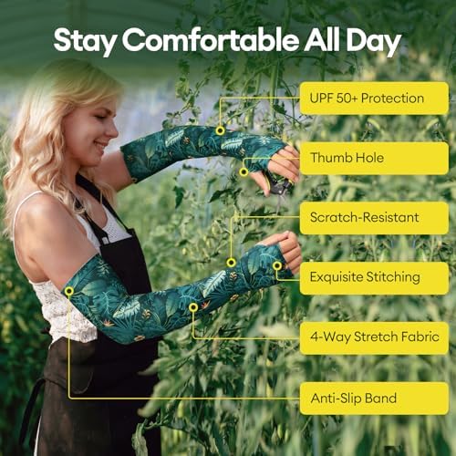 Maygrove Gardening Sleeves Anti-Slip UV Protection Arm Sleeves Cooling Thorn Proof for Gardening Farming Outdoors