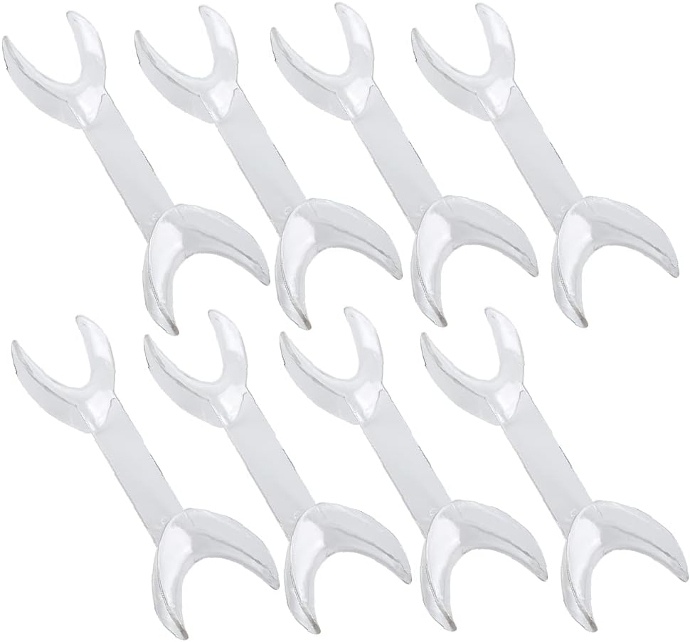Angzhili 8 Pcs Dental Intraoral Cheek Lip Retractor,Cheek Retractors Opener Mouth Opener Double Head T-Shape Dental Orthodontic Tool Surgical Retractor (Large, Clear)